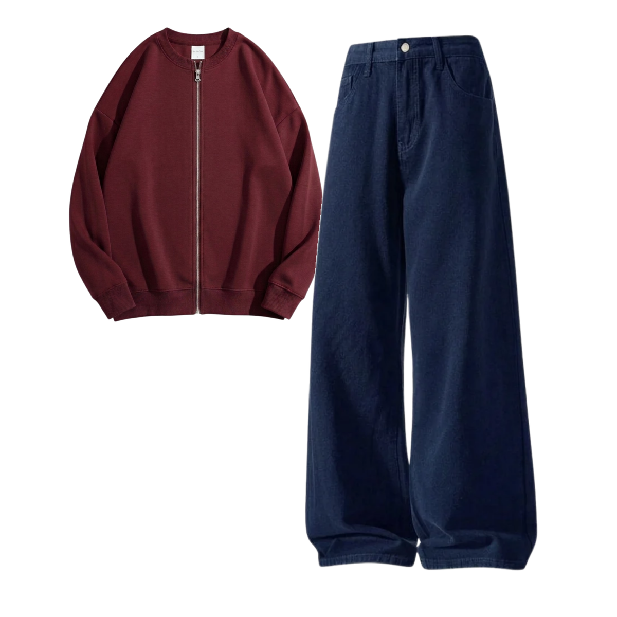 Navyblue Baggy Jeans With Zweat