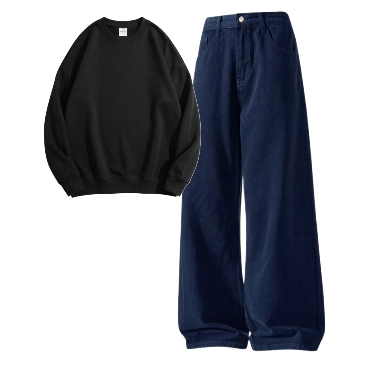 Navyblue Baggy Jeans With Sweatshirt