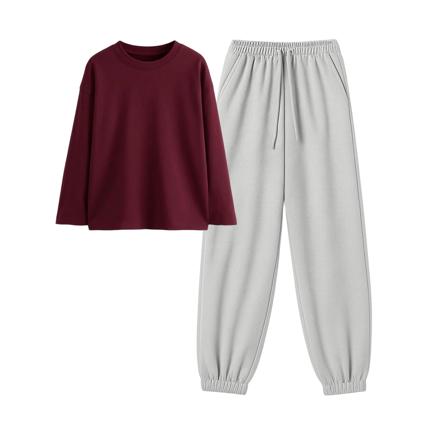 Lightgrey Sweatpant With Full Sleeves T-Shirt