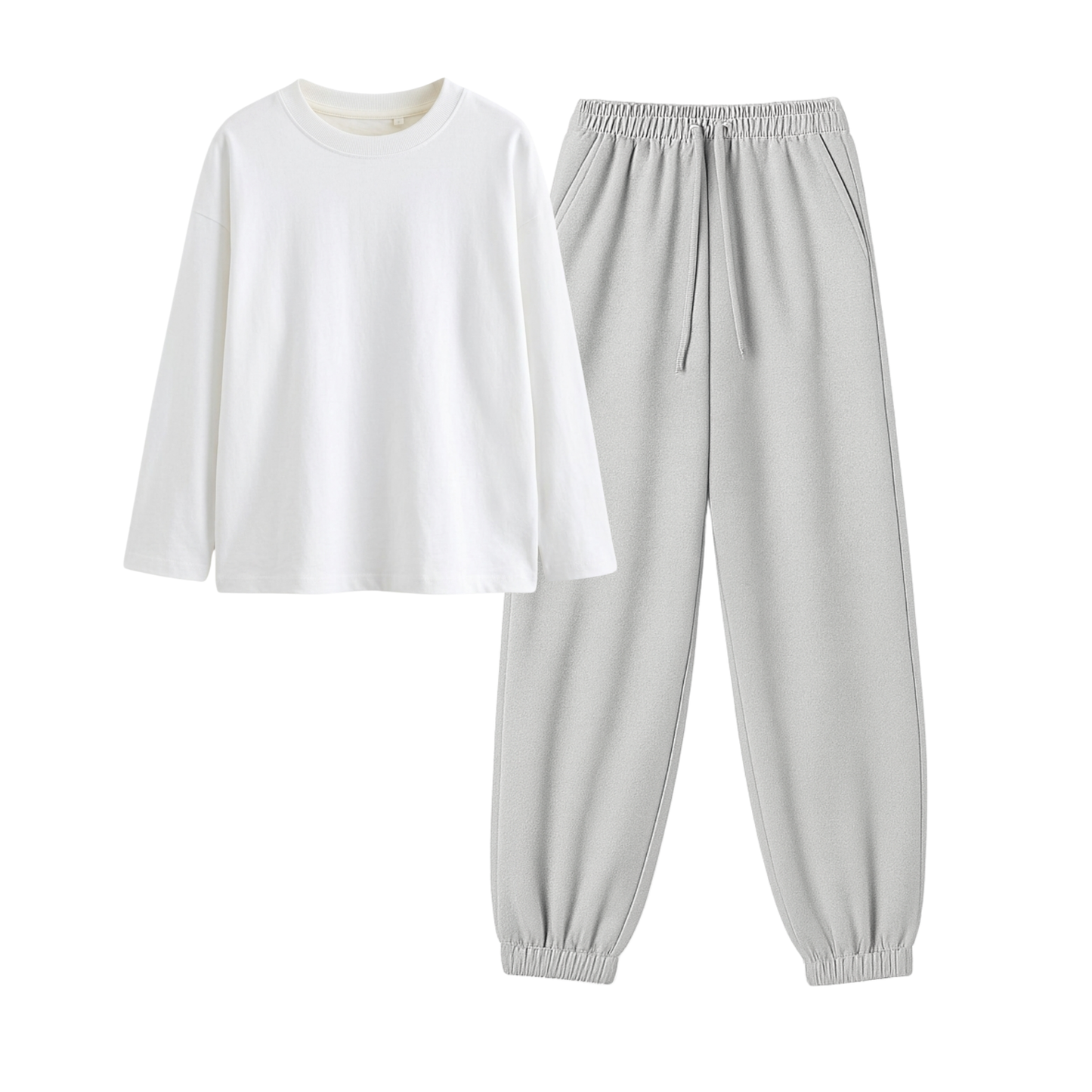 Lightgrey Sweatpant With Full Sleeves T-Shirt