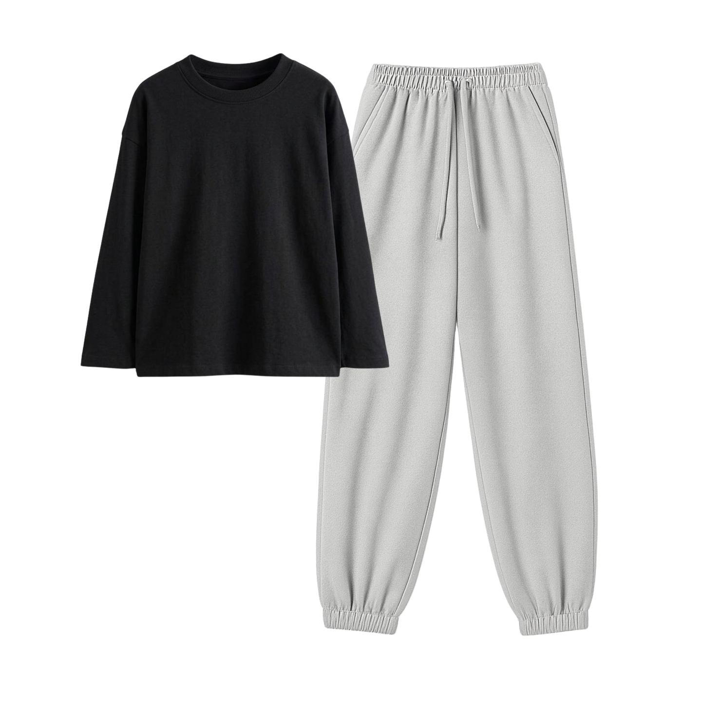 Lightgrey Sweatpant With Full Sleeves T-Shirt