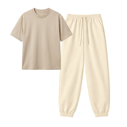 Cream Sweatpant With Regular T-Shirt