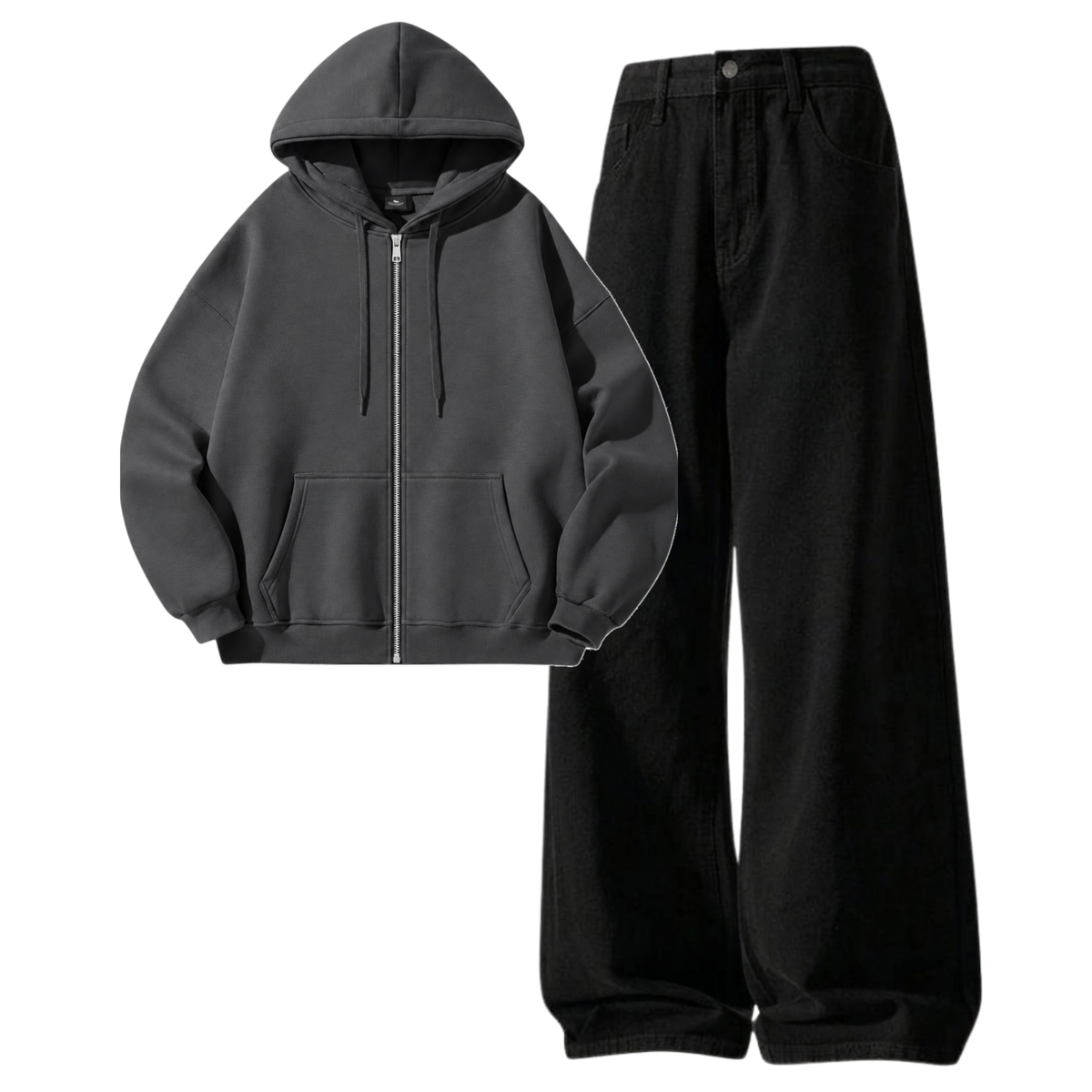 Black Baggy Jeans With Zipper