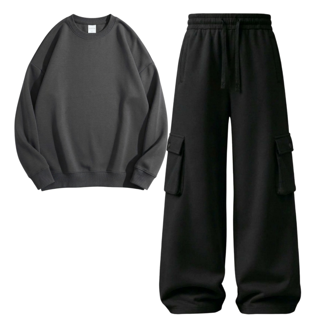 Black Cargo With Sweatshirt
