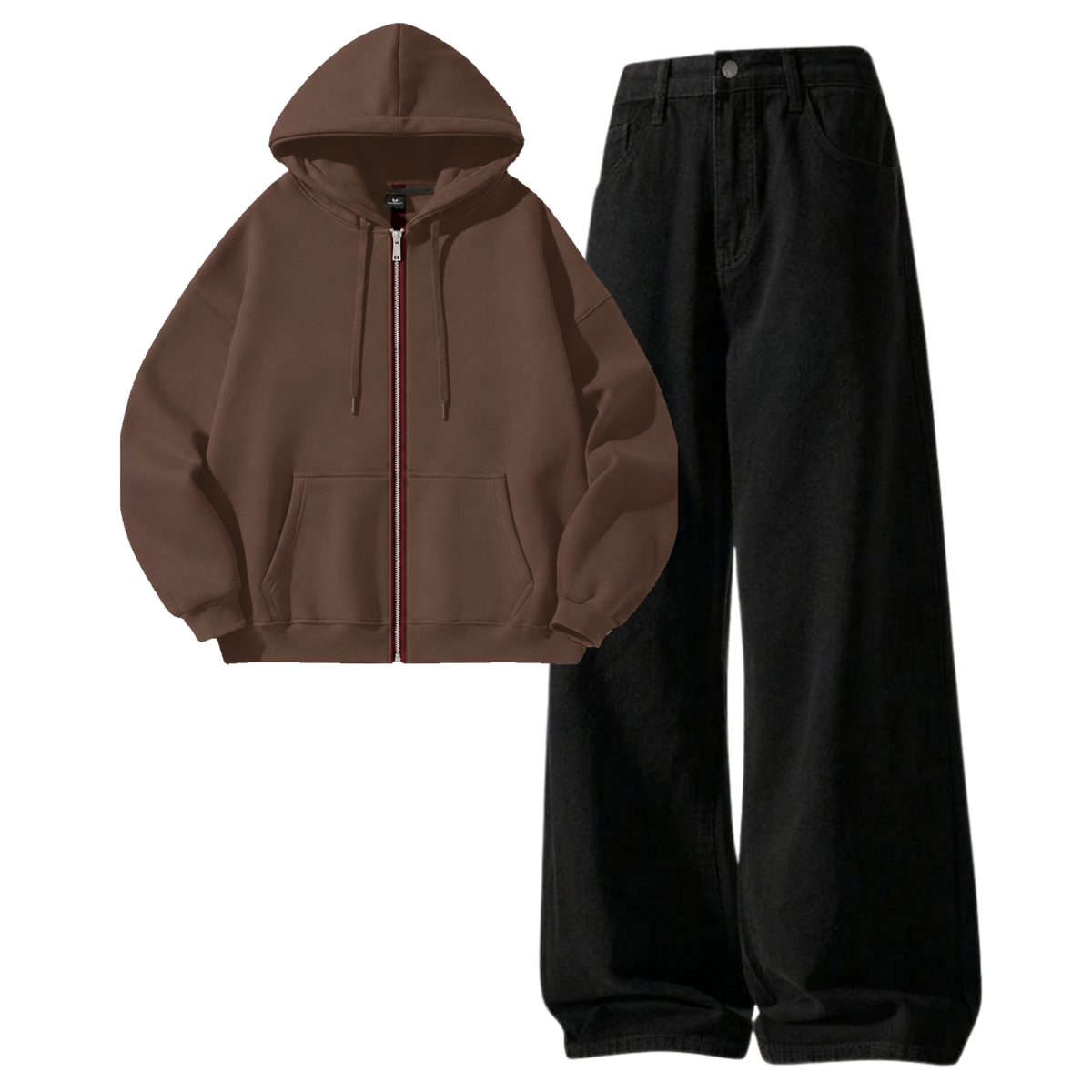 Black Baggy Jeans With Zipper