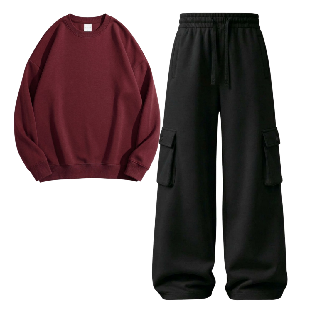 Black Cargo With Sweatshirt