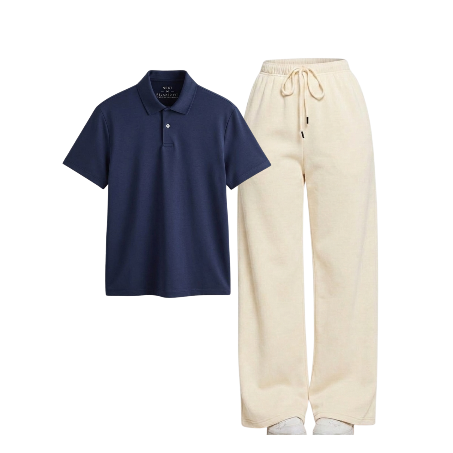 Beige Wide-Leg Trouser With Polo