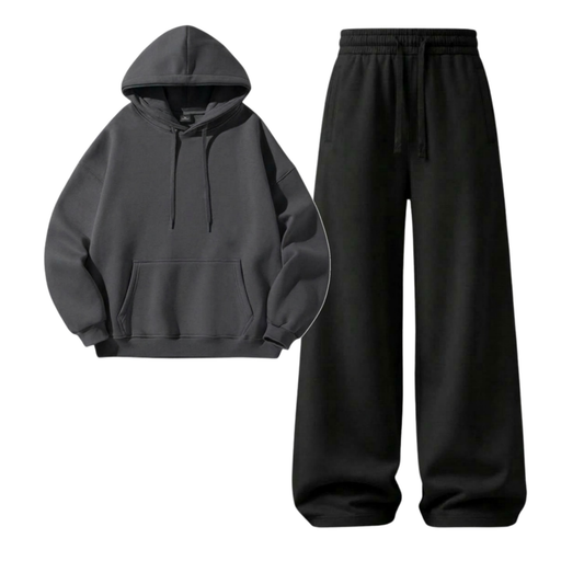 Black Wide-Leg Trouser With Hoodie