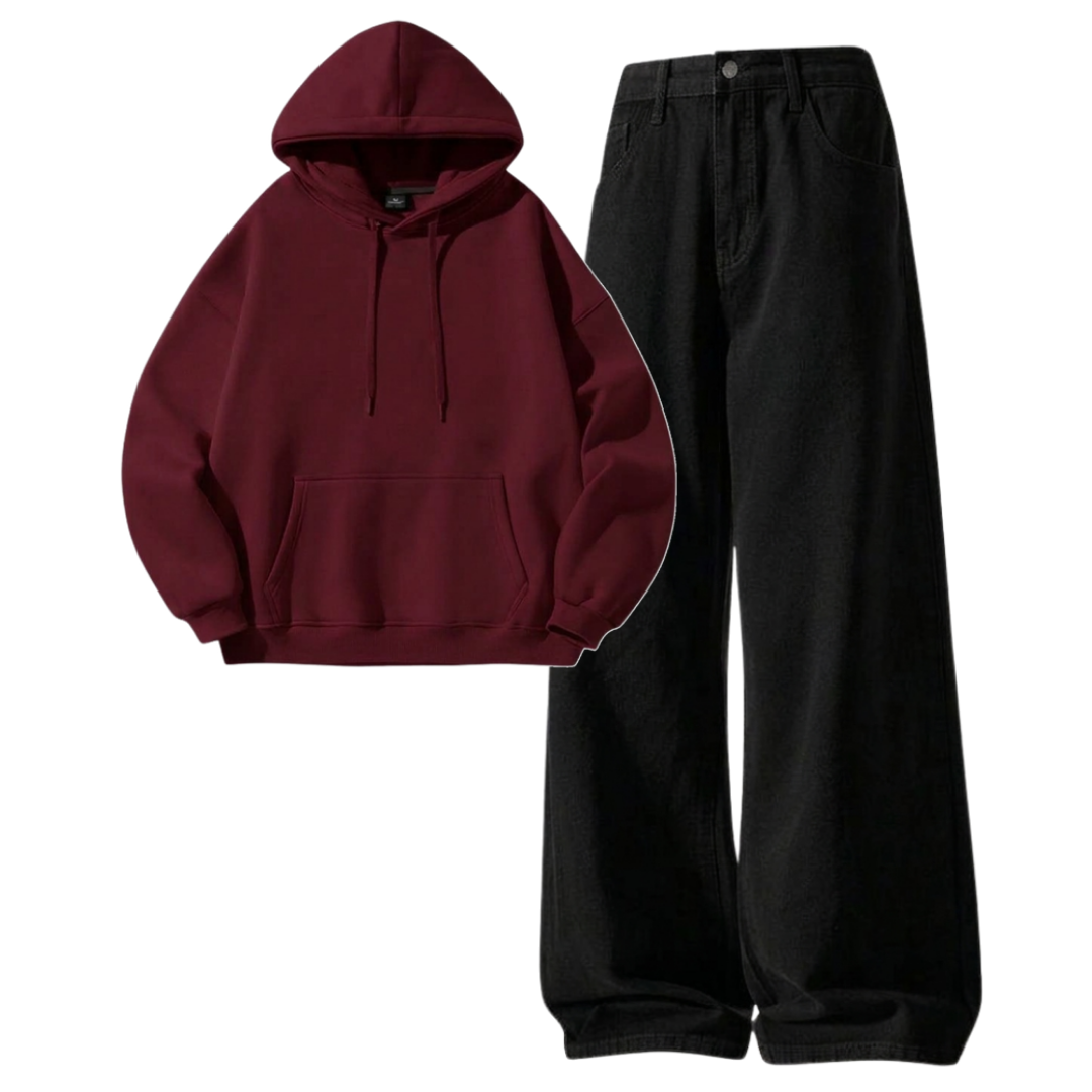 Black Baggy Jeans With Hoodie