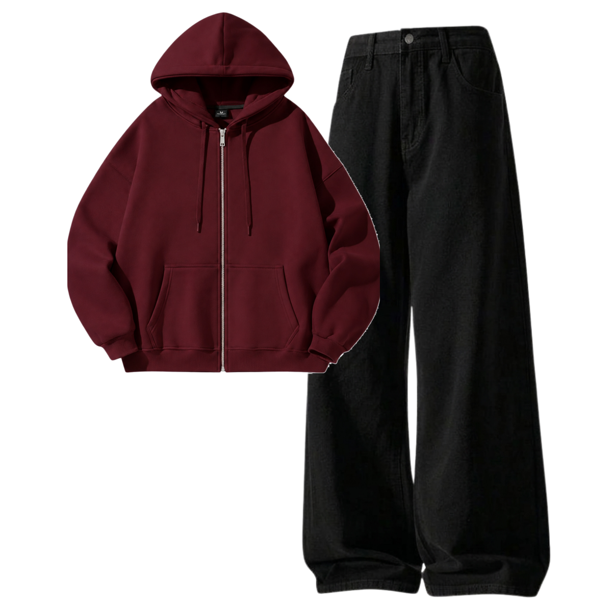 Black Baggy Jeans With Zipper
