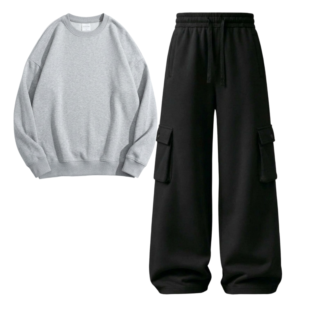 Black Cargo With Sweatshirt