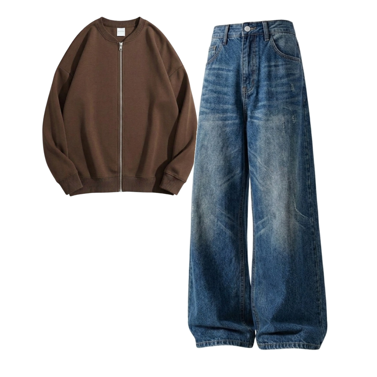 Navyblue Vintage Baggy Jeans With Zweat