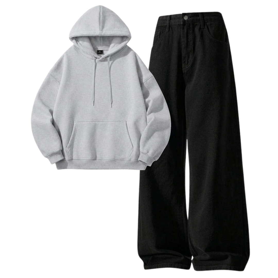 Black Baggy Jeans With Hoodie