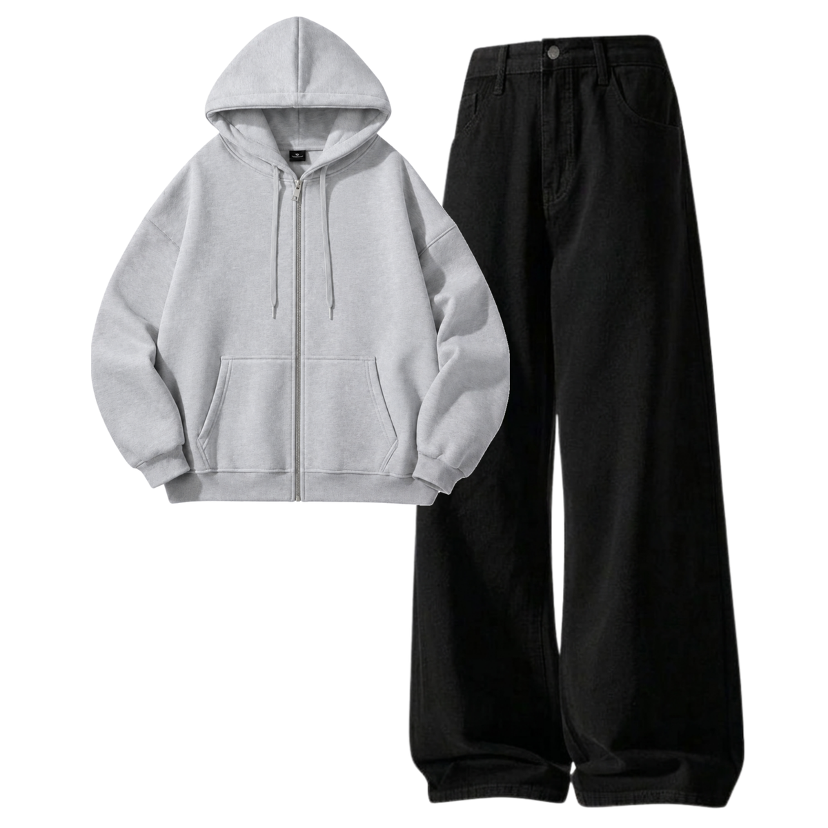 Black Baggy Jeans With Zipper
