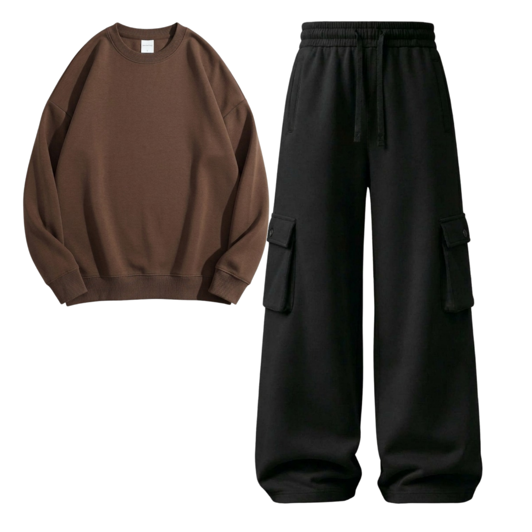 Black Cargo With Sweatshirt