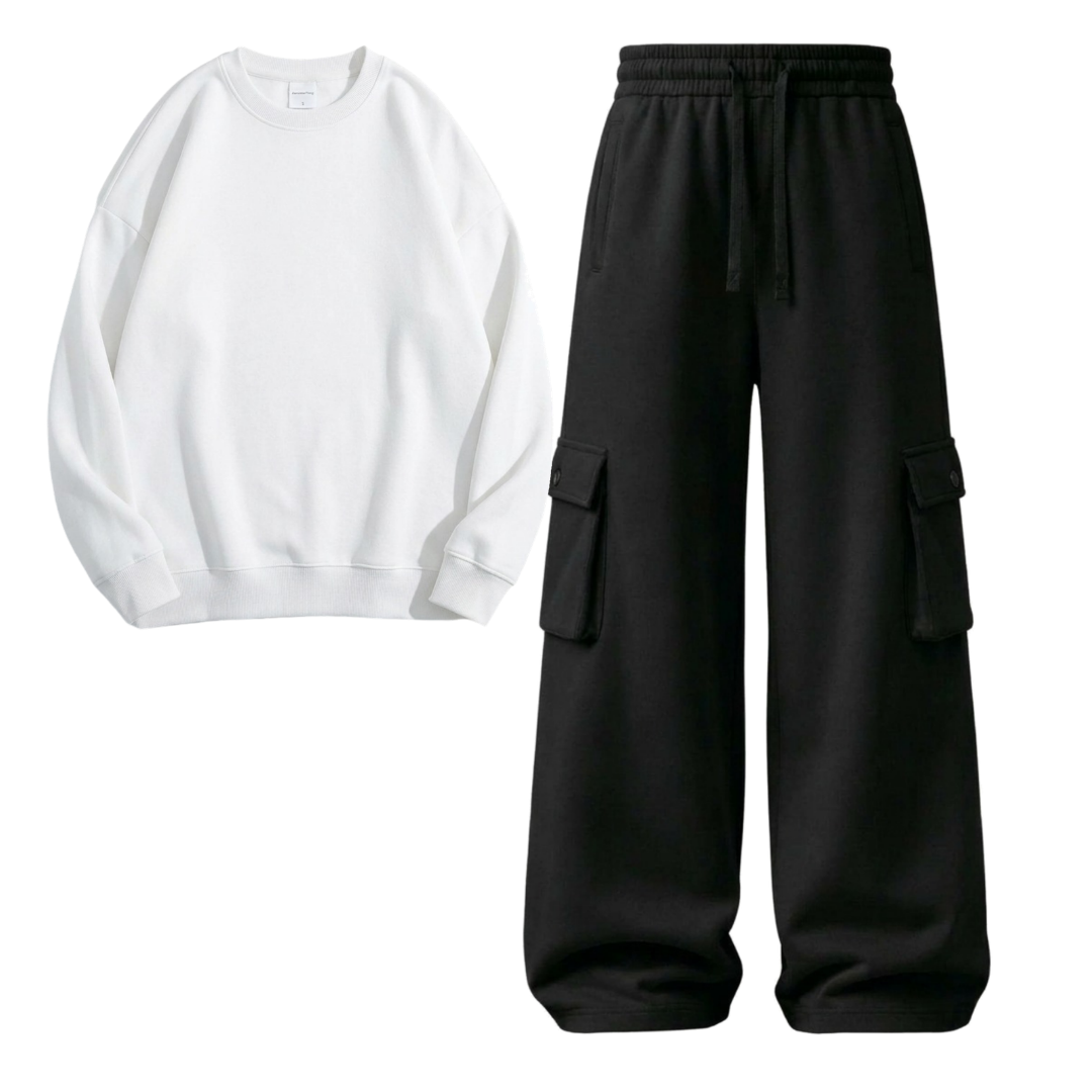 Black Cargo With Sweatshirt