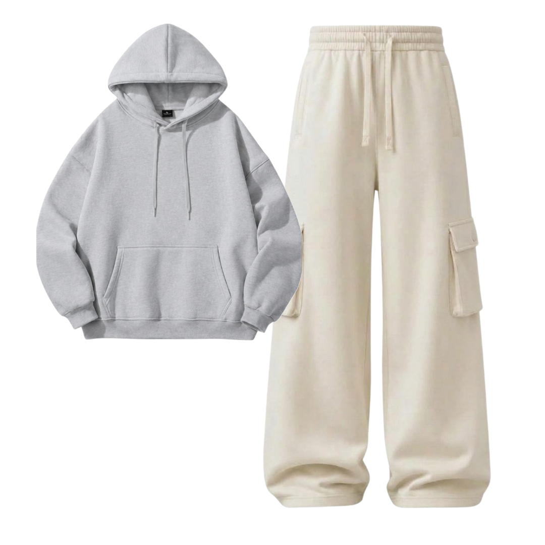Cream Cargo With Hoodie