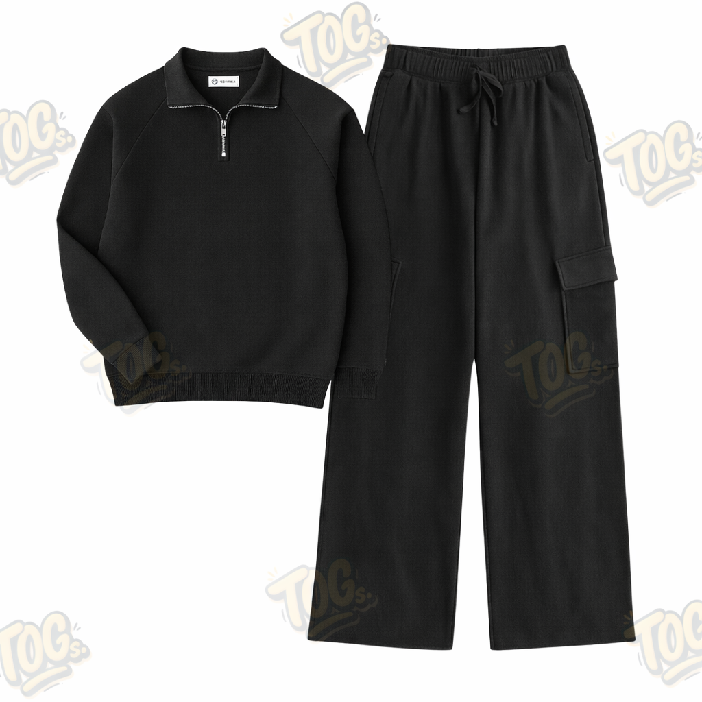 Straight Leg Cargo With Oversized Mockneck