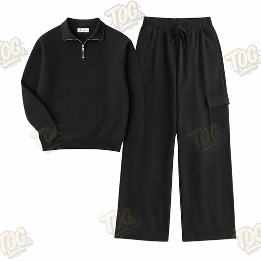 Straight Leg Cargo With Oversized Mockneck