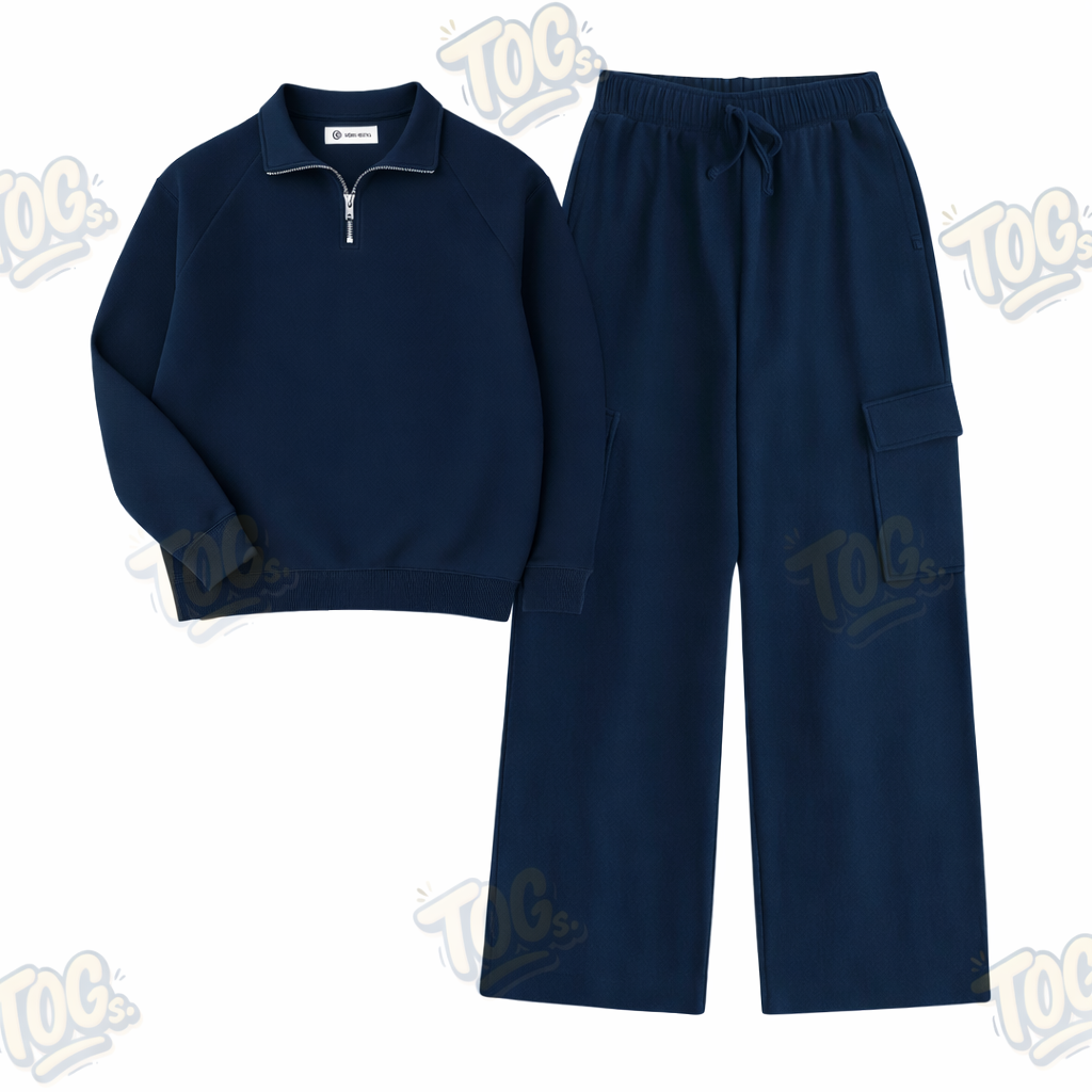 Straight Leg Cargo With Oversized Mockneck