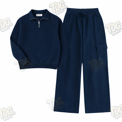 Straight Leg Cargo With Oversized Mockneck