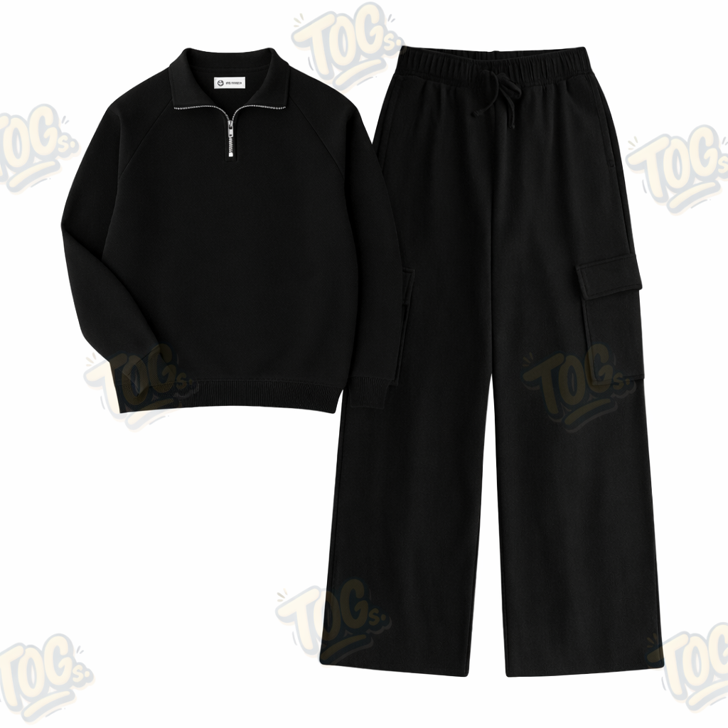 Straight Leg Cargo With Oversized Mockneck