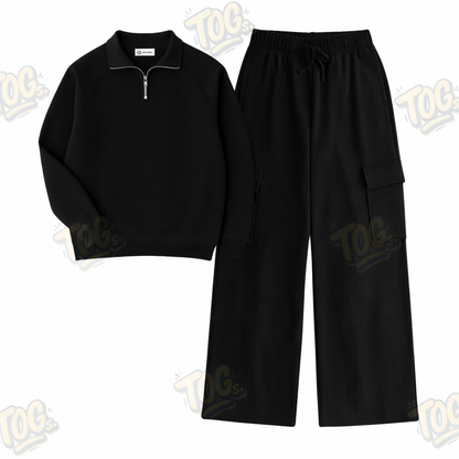 Straight Leg Cargo With Oversized Mockneck