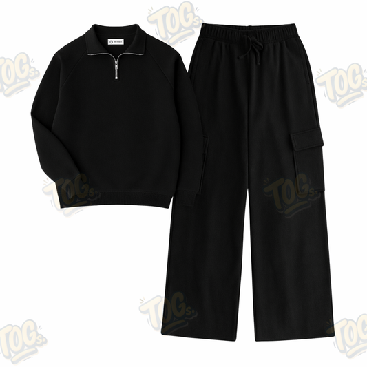 Straight Leg Cargo With Oversized Mockneck