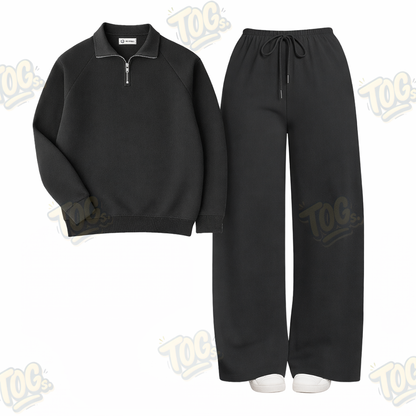 Straight Leg Trouser With Oversized Mockneck