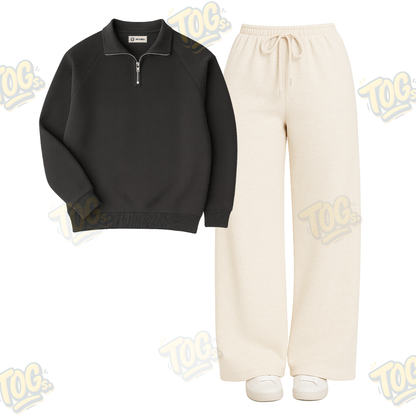 Straight Leg Trouser With Oversized Mockneck