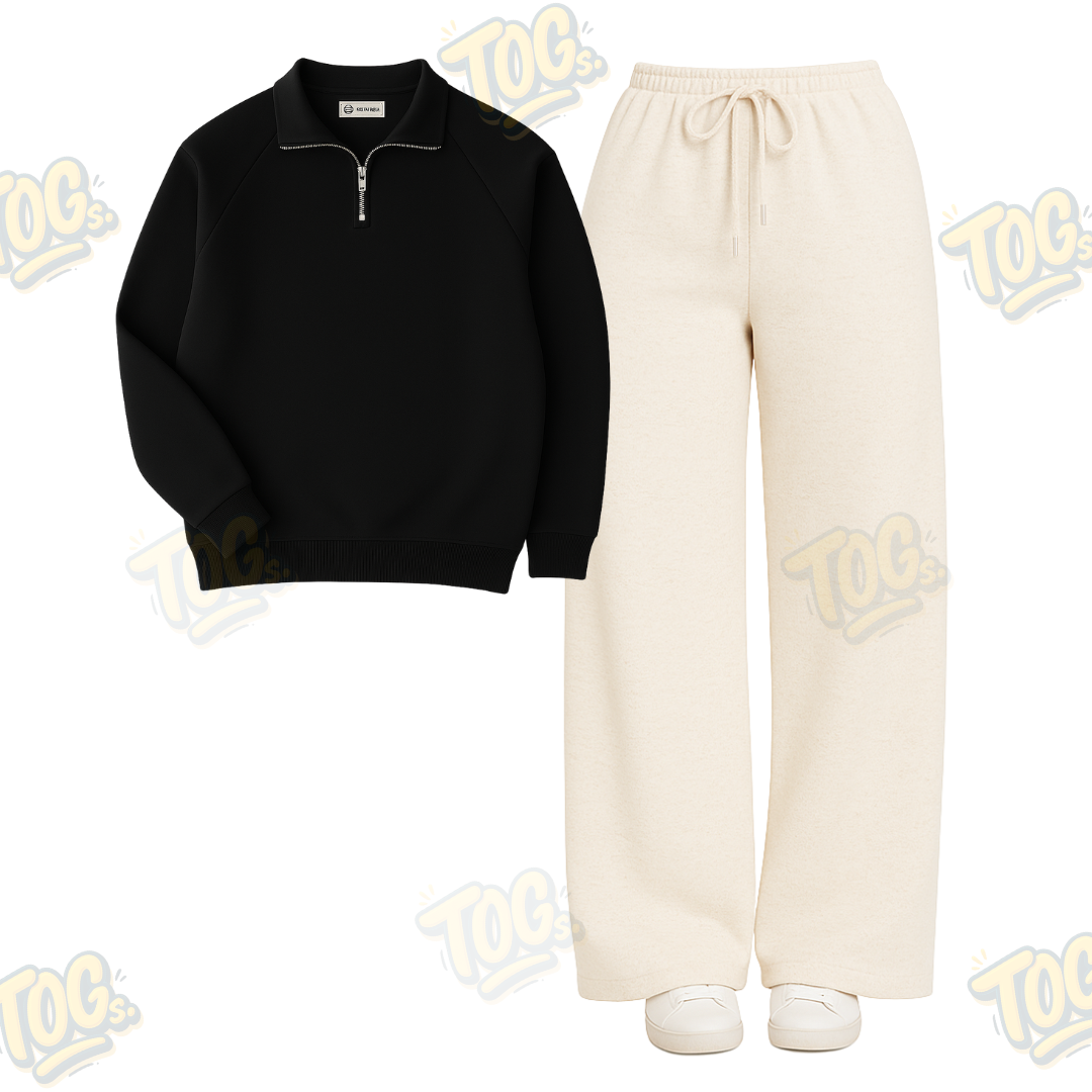 Straight Leg Trouser With Oversized Mockneck