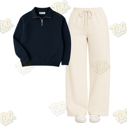 Straight Leg Trouser With Oversized Mockneck