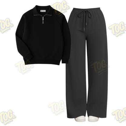 Straight Leg Trouser With Oversized Mockneck