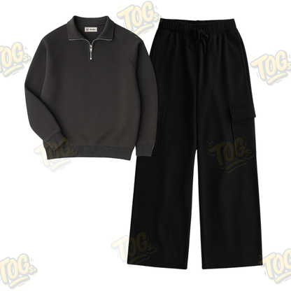 Straight Leg Cargo With Oversized Mockneck