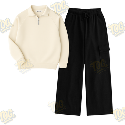 Straight Leg Cargo With Oversized Mockneck