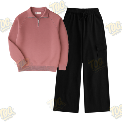 Straight Leg Cargo With Oversized Mockneck