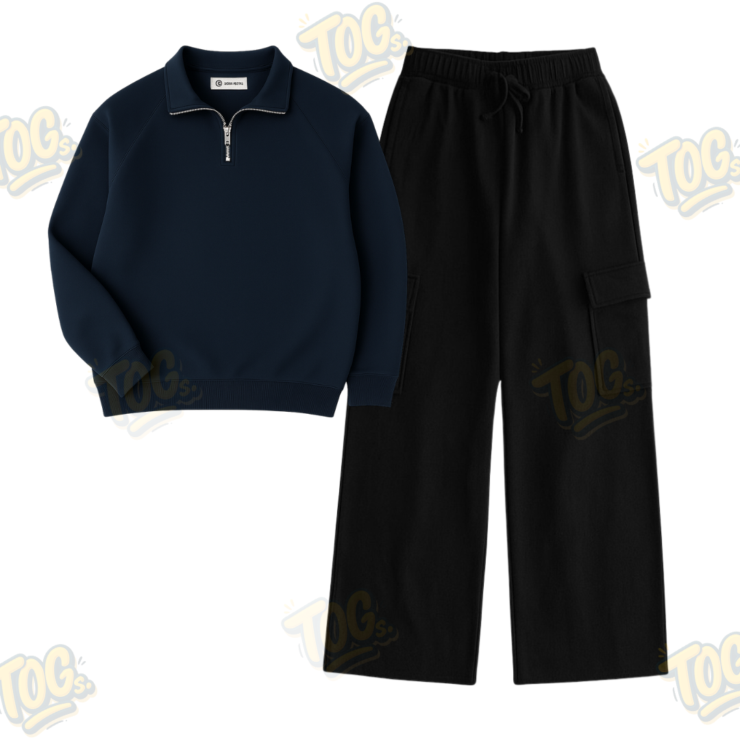 Straight Leg Cargo With Oversized Mockneck