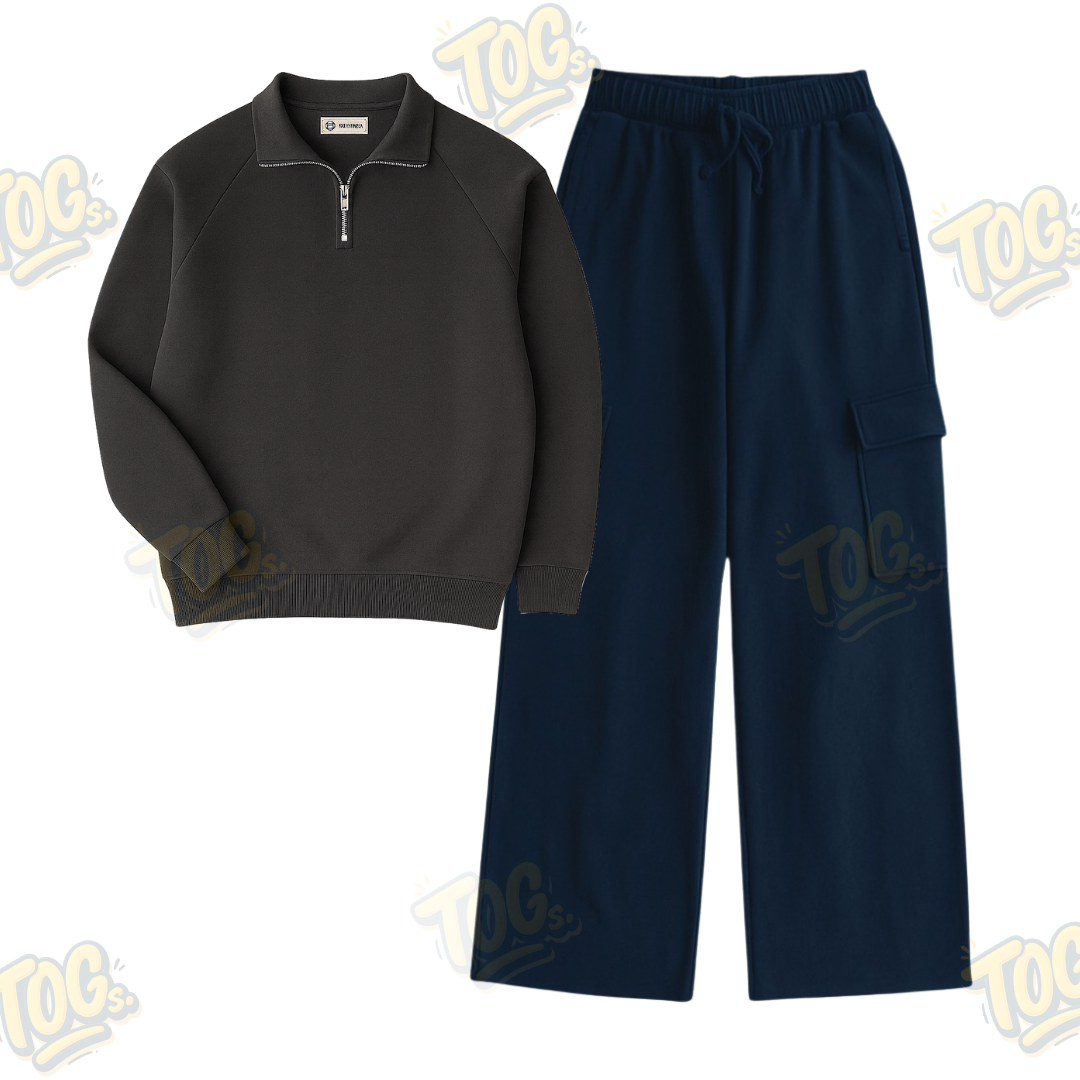 Straight Leg Cargo With Oversized Mockneck