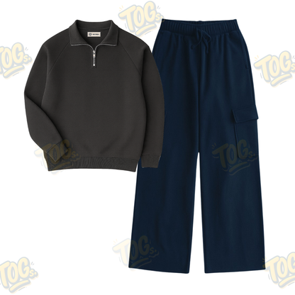 Straight Leg Cargo With Oversized Mockneck