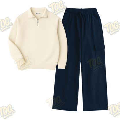 Straight Leg Cargo With Oversized Mockneck