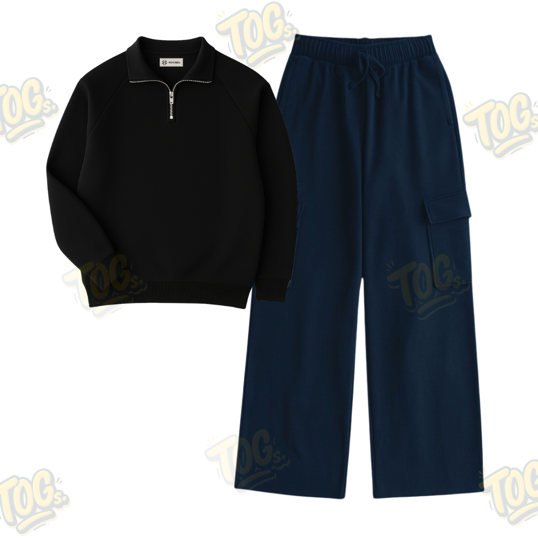 Straight Leg Cargo With Oversized Mockneck