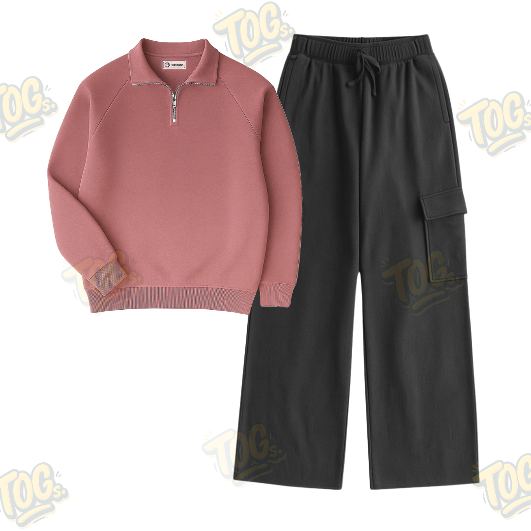 Straight Leg Cargo With Oversized Mockneck