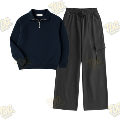 Straight Leg Cargo With Oversized Mockneck