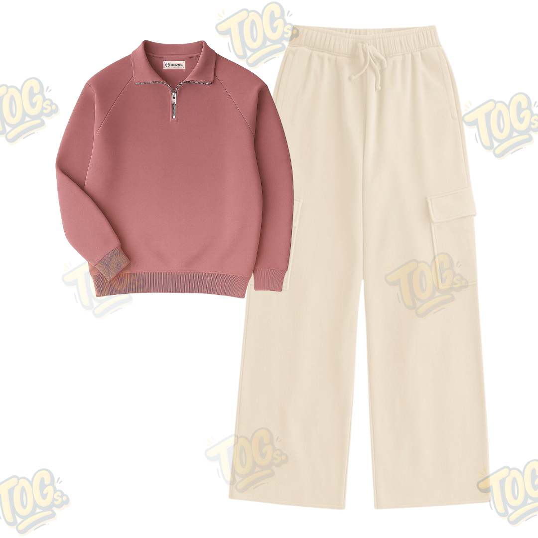 Straight Leg Cargo With Oversized Mockneck