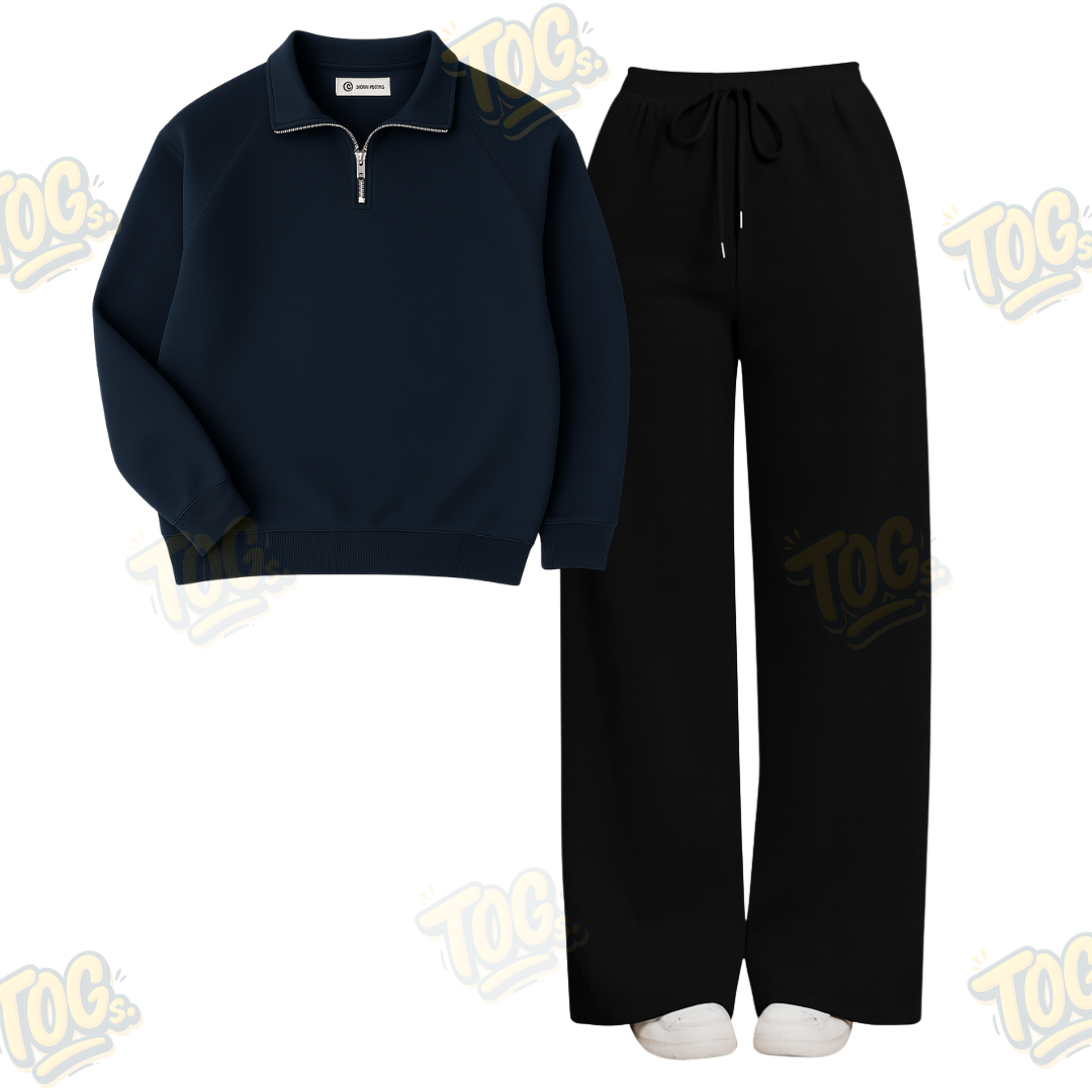 Straight Leg Trouser With Overszied Mockneck