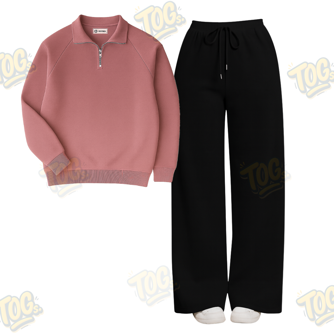 Straight Leg Trouser With Overszied Mockneck