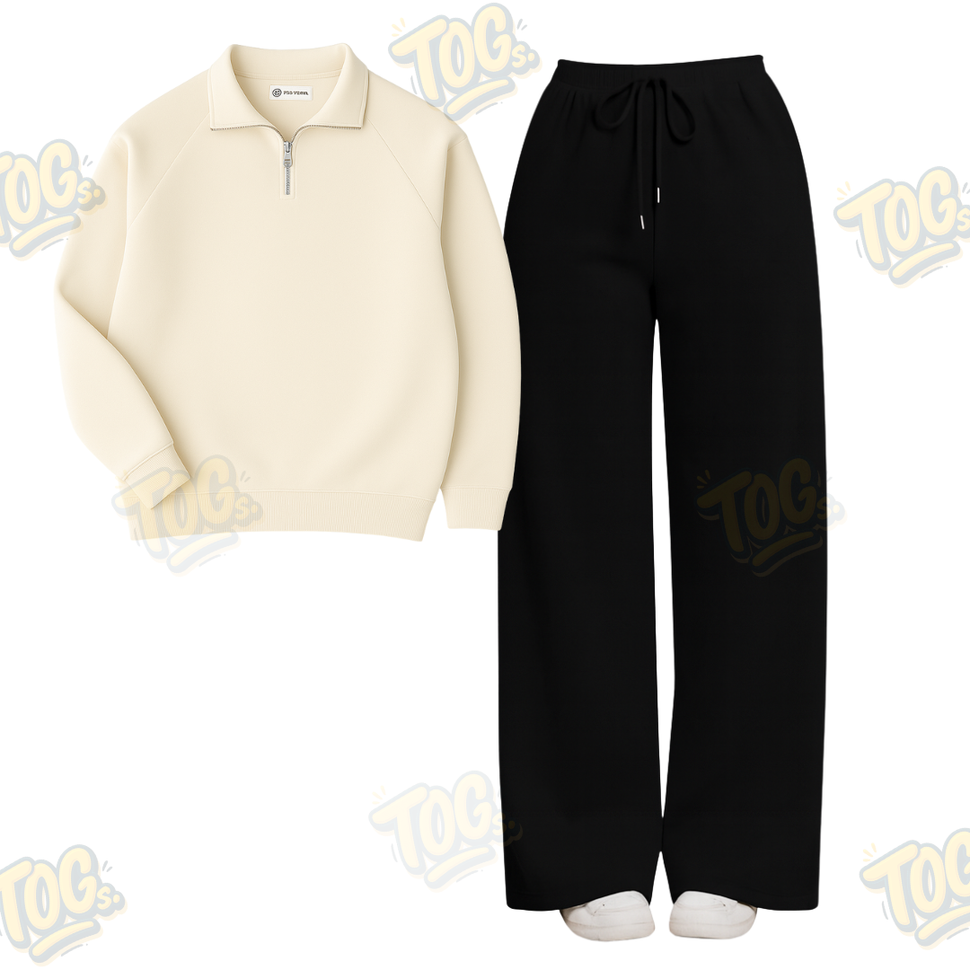 Straight Leg Trouser With Overszied Mockneck