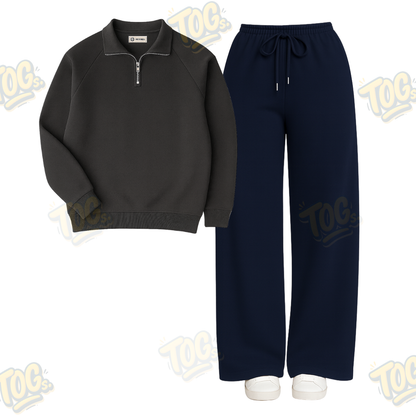 Straight Leg Trouser With Oversized Mockneck