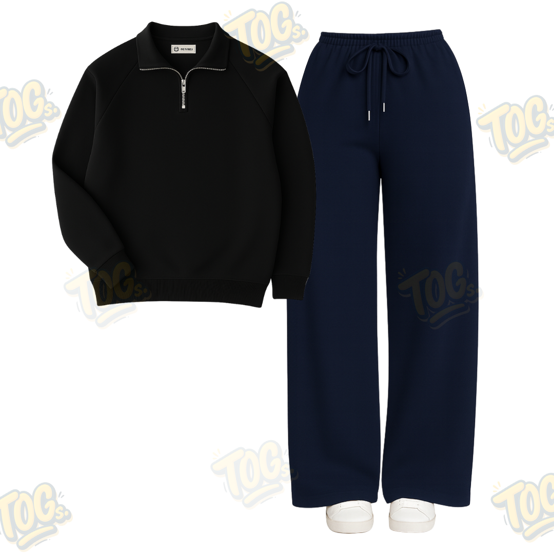 Straight Leg Trouser With Oversized Mockneck