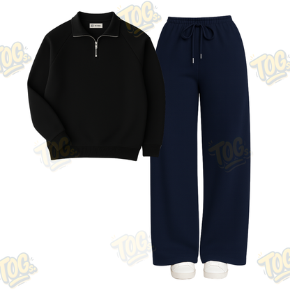 Straight Leg Trouser With Oversized Mockneck